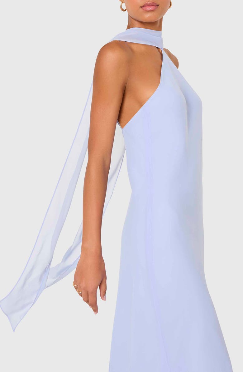 Amanda Uprichard Ashton Halter Neck Chiffon Gown, Alternate, color, Arctic