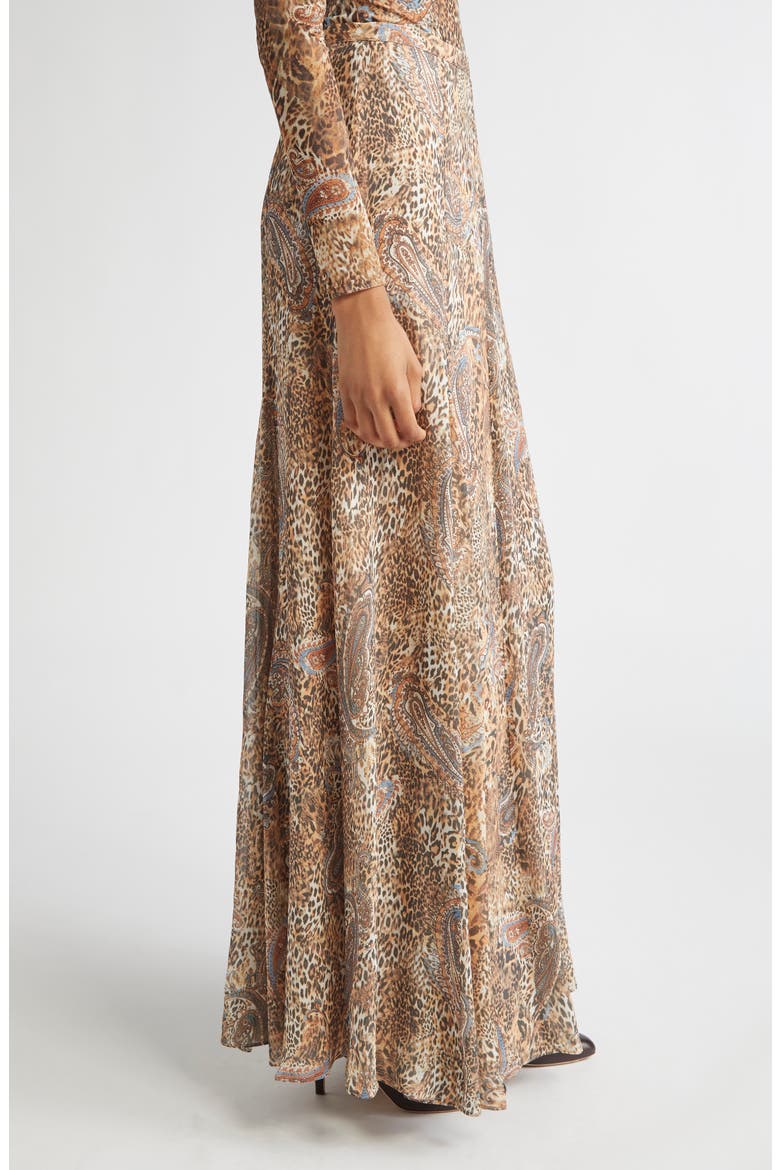 Patricia Print Maxi Skirt, Alternate, color, BROWN/BLUE VALENCIA LEOPARD