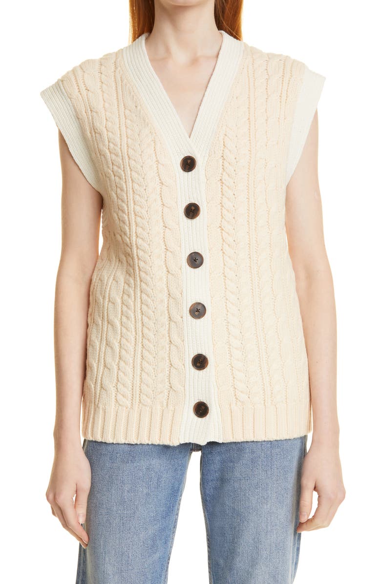 Rebecca Taylor Cable Wool Sweater Vest, Main, color, 