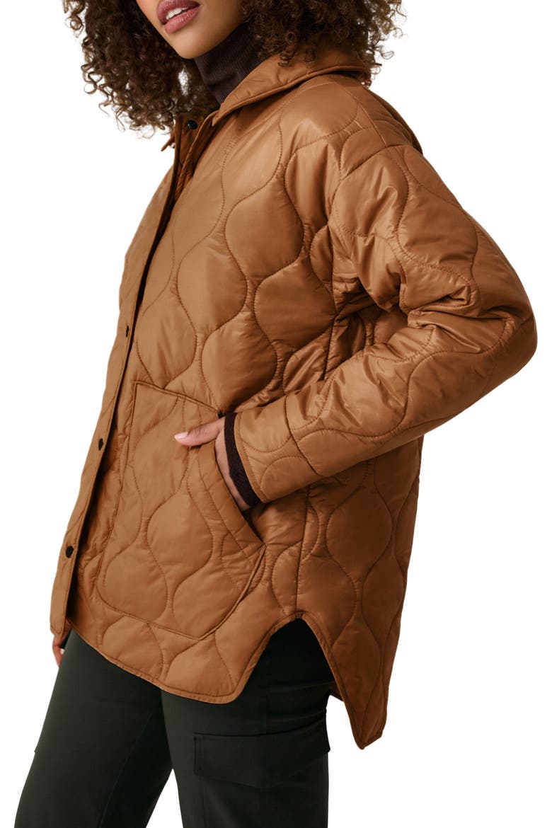 The Quilted Water Repellent Nylon Shacket, Alternate, color, GINGER