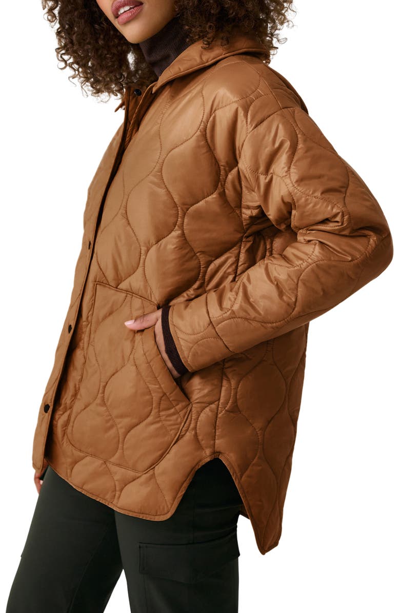 Lole The Quilted Water Repellent Nylon Shacket, Alternate, color, Ginger