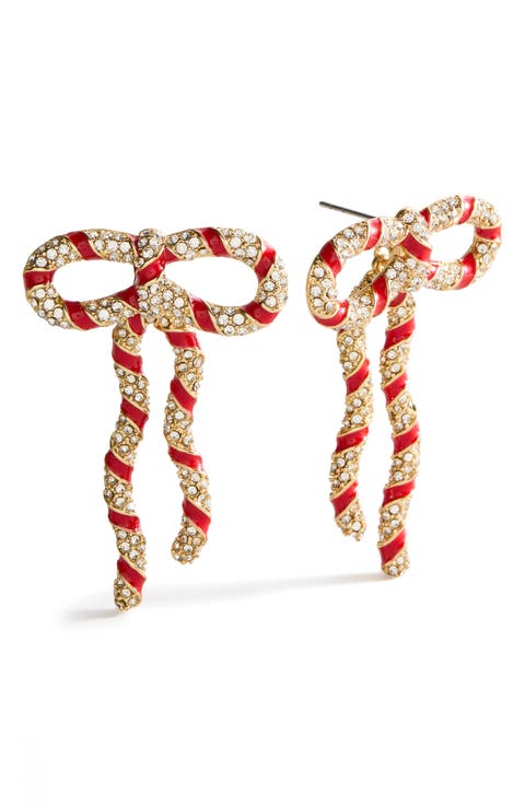 Peppermint Twist Bow Stud Earrings