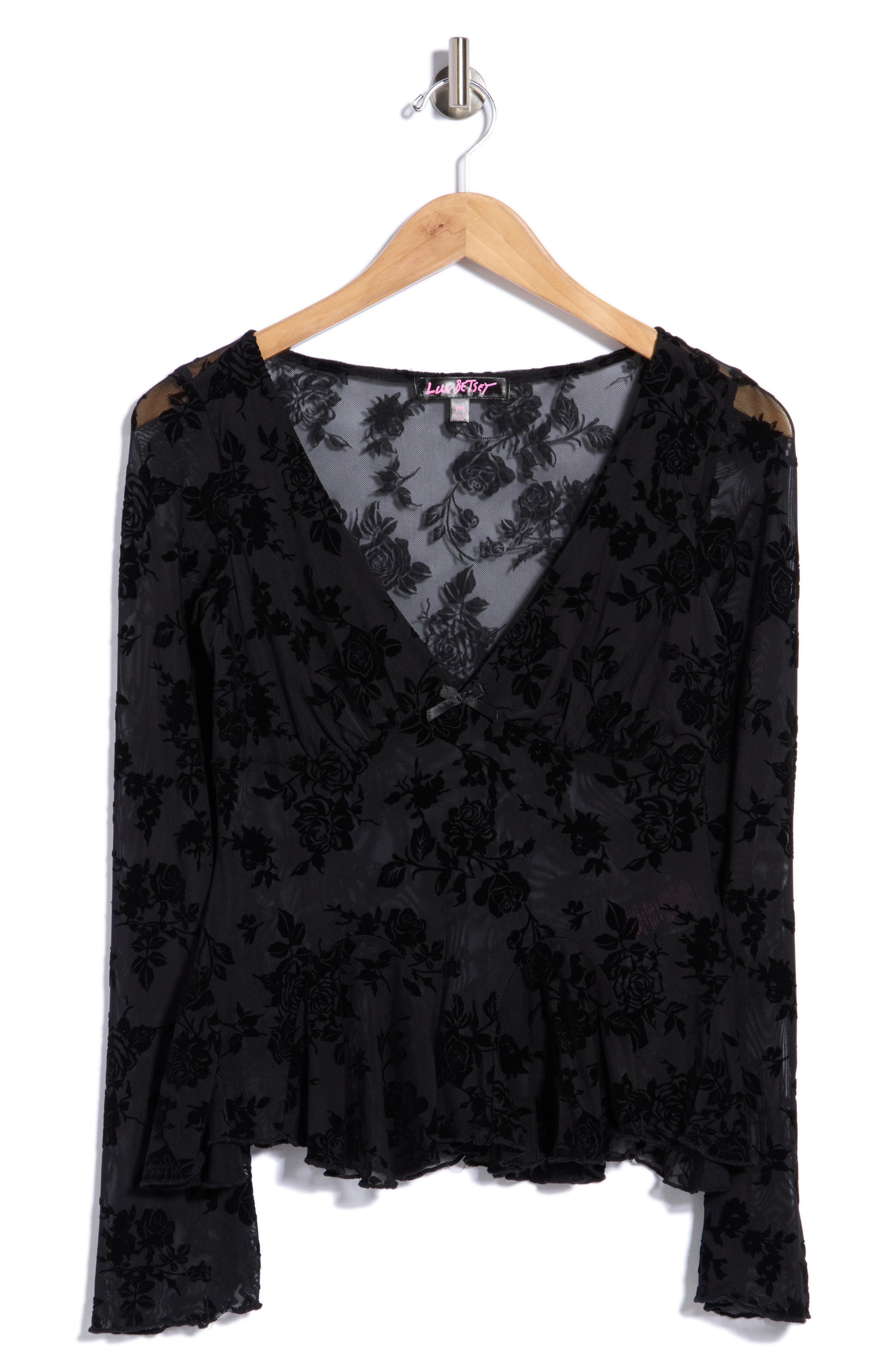 Long Sleeve Fit and Flare Burnout Top