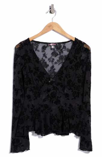 Long Sleeve Fit and Flare Burnout Top