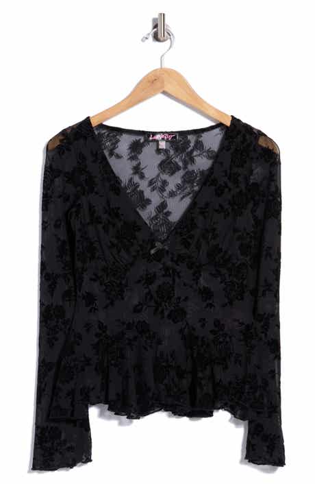 Long Sleeve Fit and Flare Burnout Top