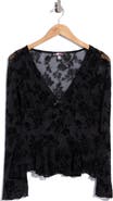 LUV BETSEY Long Sleeve Fit and Flare Burnout Top
