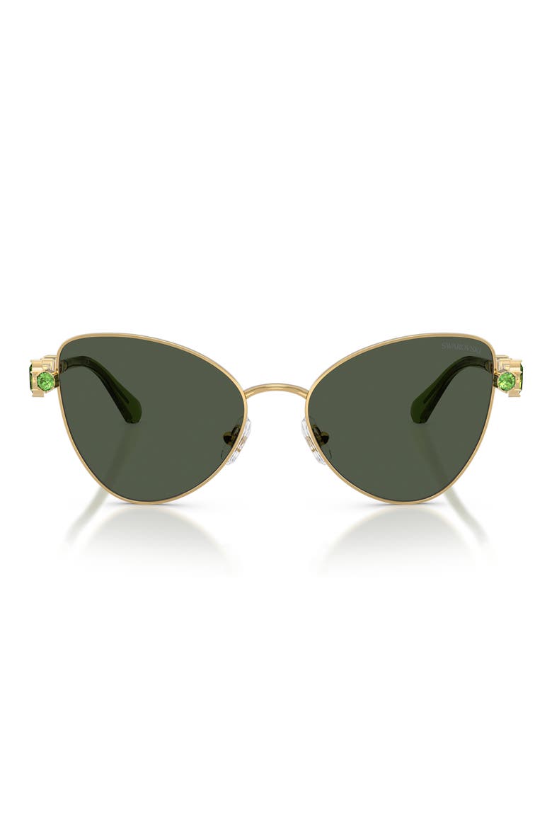 56mm Butterfly Sunglasses, Main, color, GOLD / LIGHT GREEN