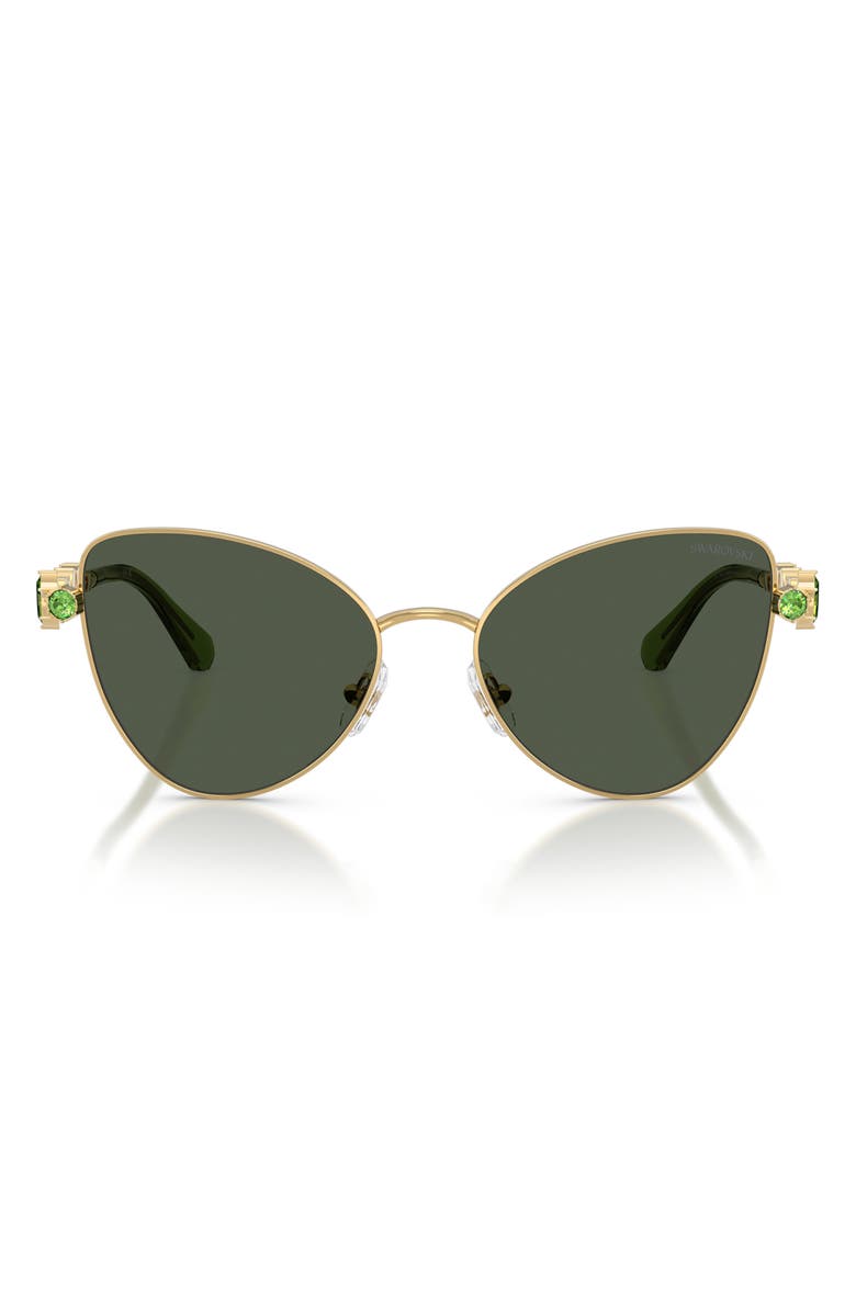 Swarovski 56mm Butterfly Sunglasses, Main, color, Gold / Light Green