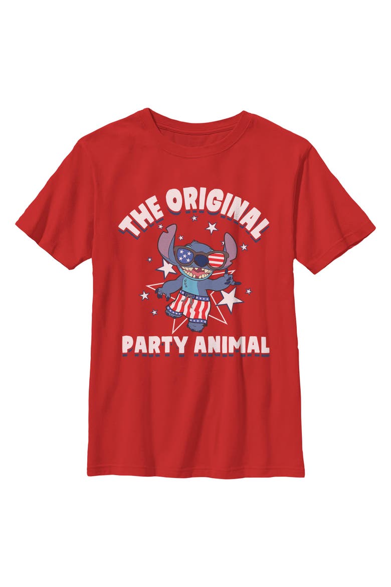 Boys Lilo & Stitch The Original Party Animal T Shirt, Main, color, Red