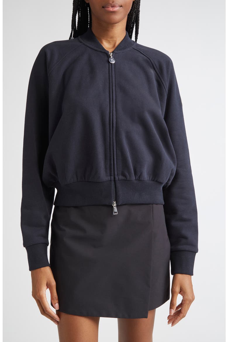 Zip Crop Cotton Cardigan, Main, color, BLUE
