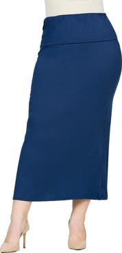 24seven Comfort Apparel Comfortable Foldover Maxi Skirt