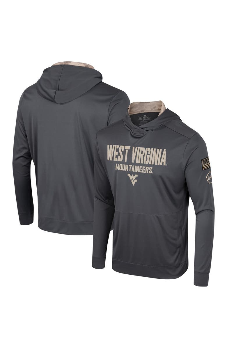 COLOSSEUM Men's Colosseum Charcoal West Virginia Mountaineers OHT Military Appreciation Long Sleeve Hoodie T-Shirt, Alternate, color, Charcoal