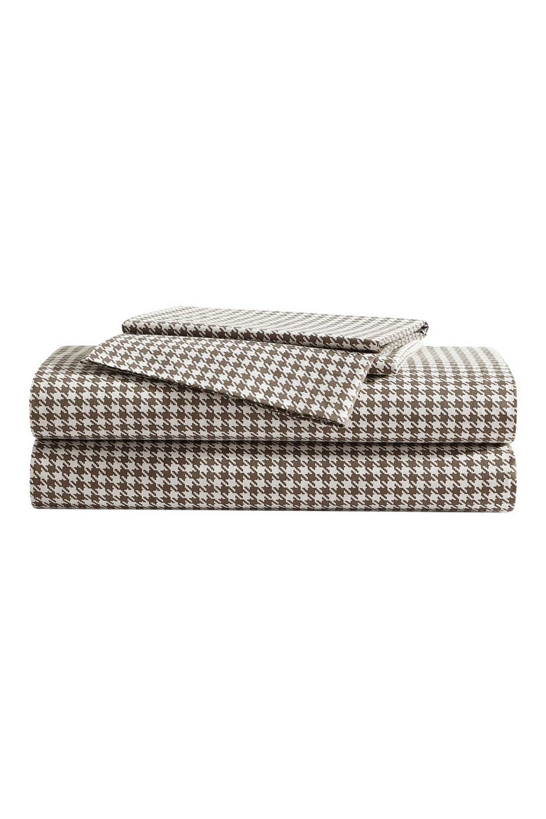 Harrison Houndstooth Cotton Percale Sheet Set, Main, color, OLIVE MULTI