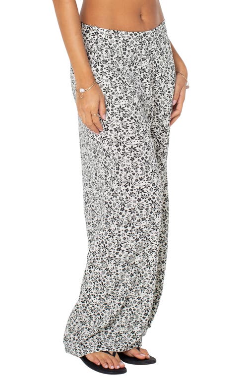 Roxy Midnight Avenue Floral Wide Leg Linen Blend Pants In Gray