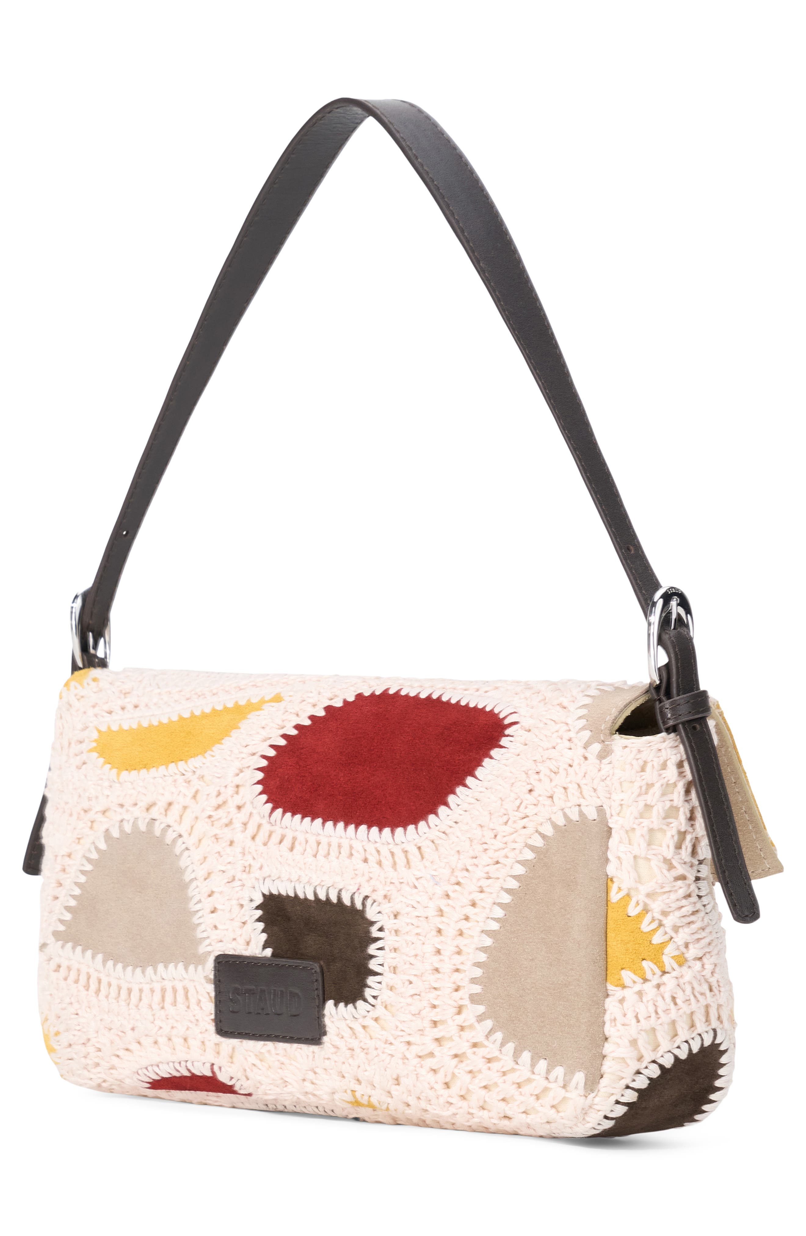 STAUD Harlow Patchwork Shoulder Bag, Alternate, color, Suede Patchwork