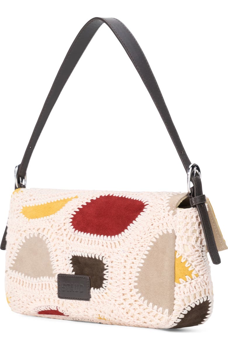 STAUD Harlow Patchwork Shoulder Bag, Alternate, color, Suede Patchwork