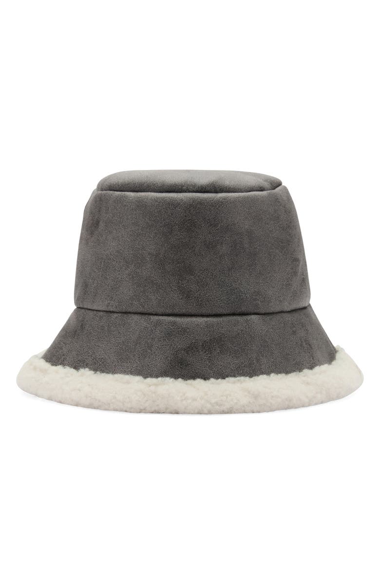 MANGO Faux Shearling Bucket Hat, Main, color,