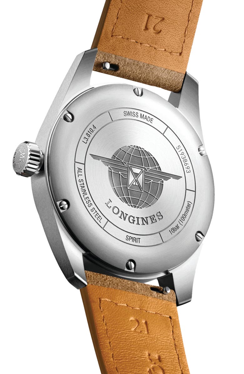 Longines Spirit Automatic Leather Strap Watch, 40mm, Alternate, color,