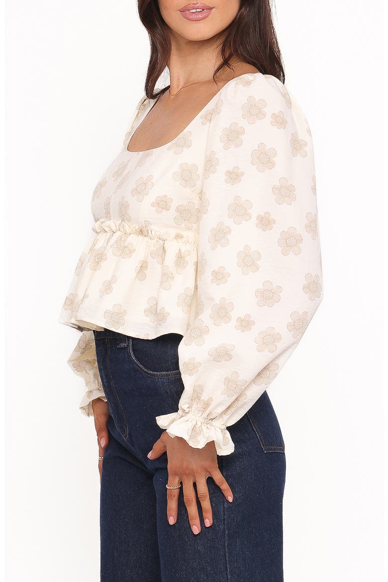Cielo Floral Peplum Top, Alternate, color, SAND BEIGE FLORAL
