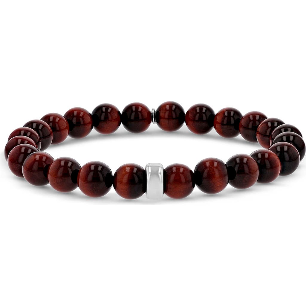 Mr Lowe by Sheryl Lowe Mr Lowe Bead Bracelet with Plain Rondelle in Red Tigers Eye /Silver  product