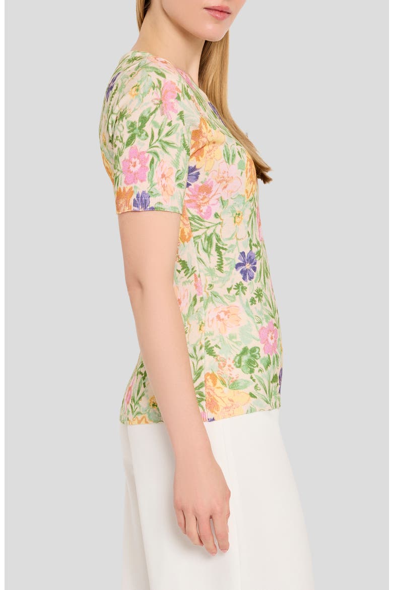 Print Short Sleeve Sweater, Alternate, color, NUDE ROSS