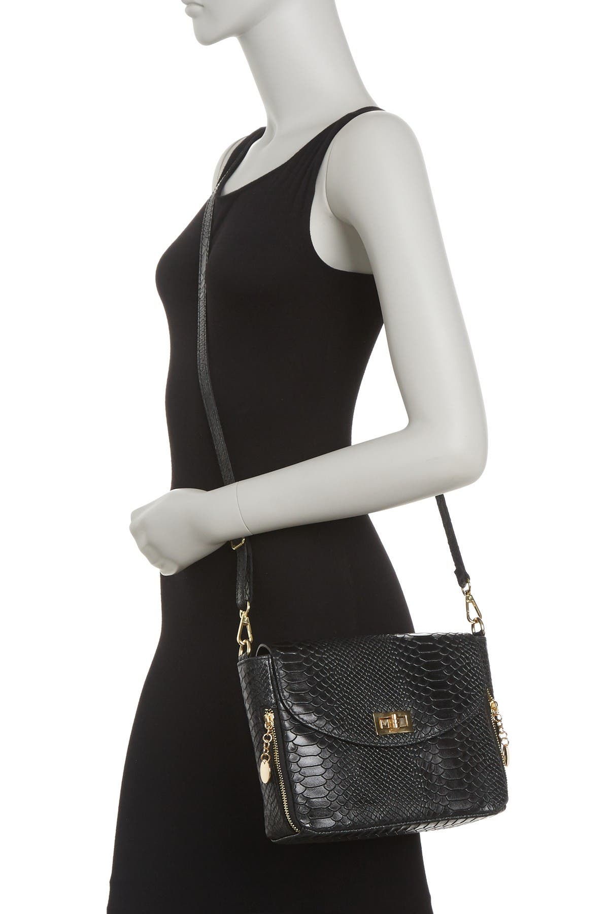 ROBERTA M Snakeskin Embossed Crossbody Bag, Alternate, color, 