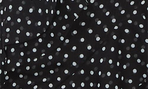 Alice And Olivia Laverne Asymmetrical Ruffle Silk-trim Dress In Tbd - Black With White Dots