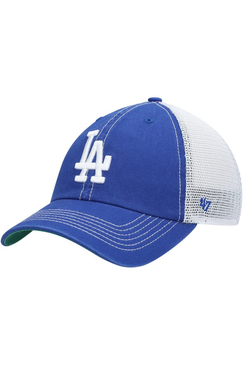 Men's '47 Royal/White Los Angeles Dodgers Trawler Clean Up Trucker Snapback Hat, Main, color, Royal