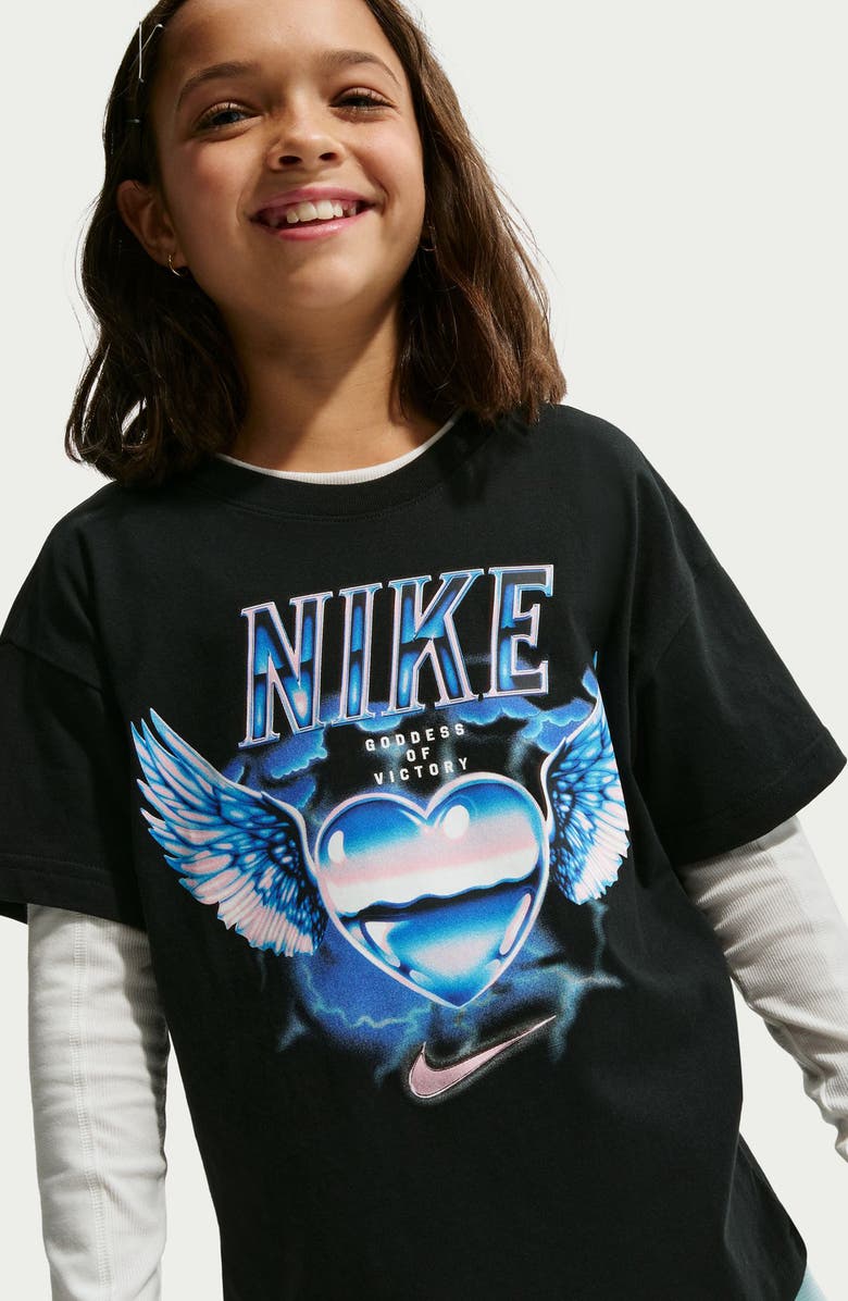 Nike Kids' Graphic Cotton T-Shirt, Alternate, color, Black