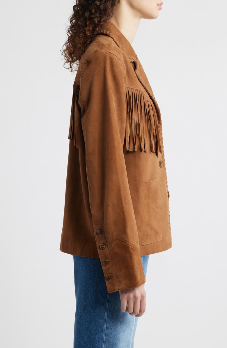 PAIGE Maronti Fringed Suede Jacket, Alternate, color, Toffee