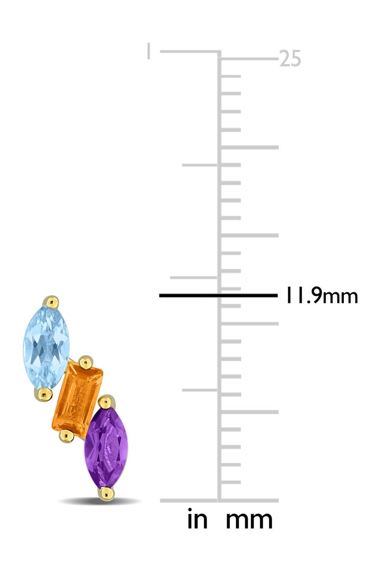 Multistone Diagonal Stud Earrings, Alternate, color, GOLD MULTI