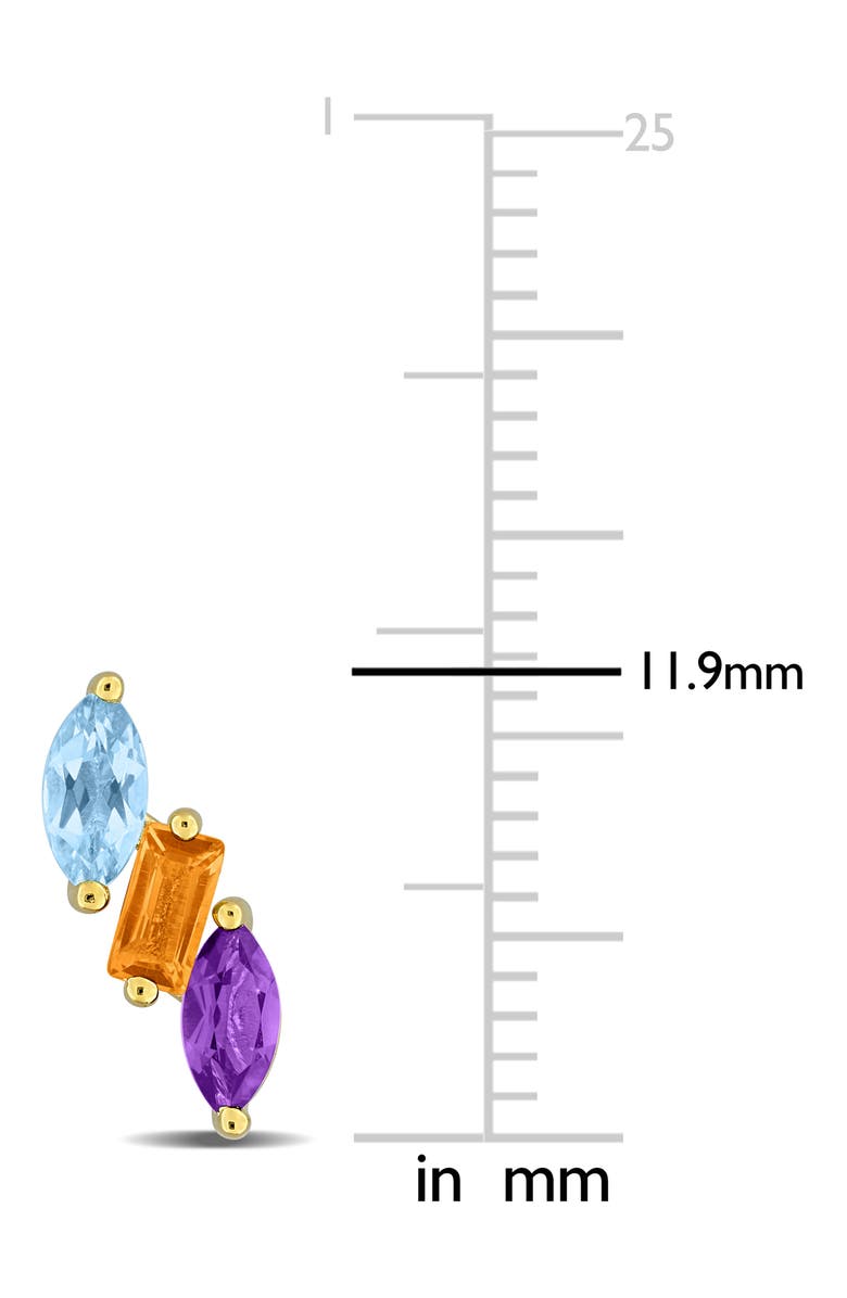 DELMAR Multistone Diagonal Stud Earrings, Alternate, color, Gold Multi