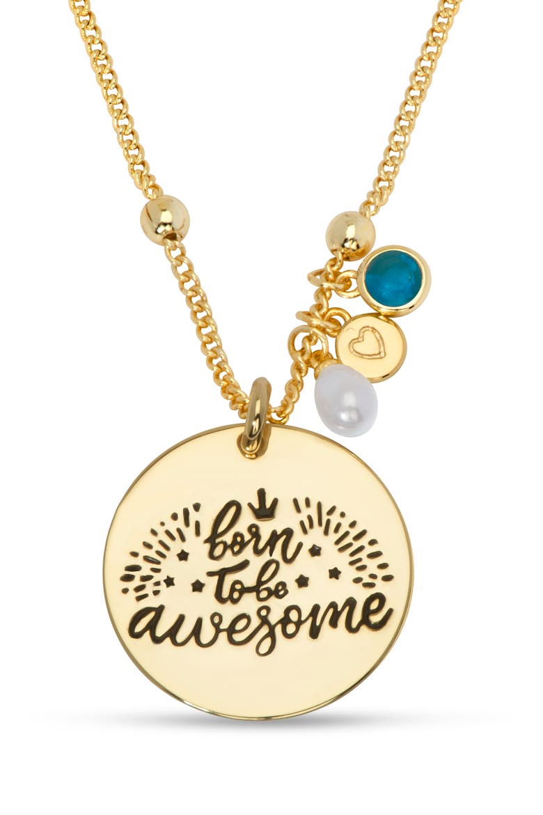 Kids' Born to be Awesome Pendant Necklace, Main, color, GOLD