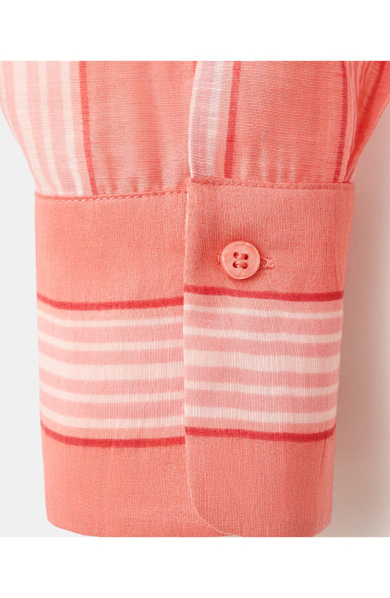 MANGO Striped Button-Up Shirt, Alternate, color, Orange