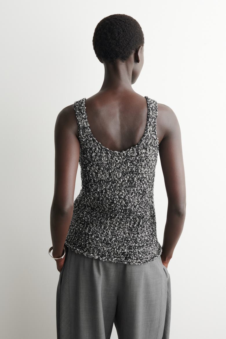 Two-Tone Chunky Knitted Tank Top, Alternate, color, BLACK / WHITE