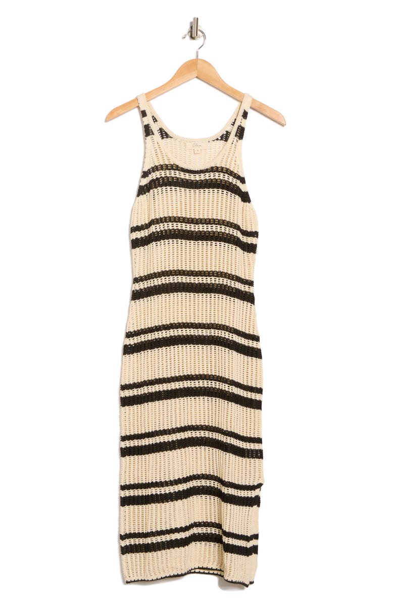 Elan Stripe Open Knit Cover-Up Tank Dress, Alternate, color,