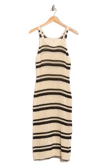 Elan Stripe Open Knit Cover-up Tank Dress
