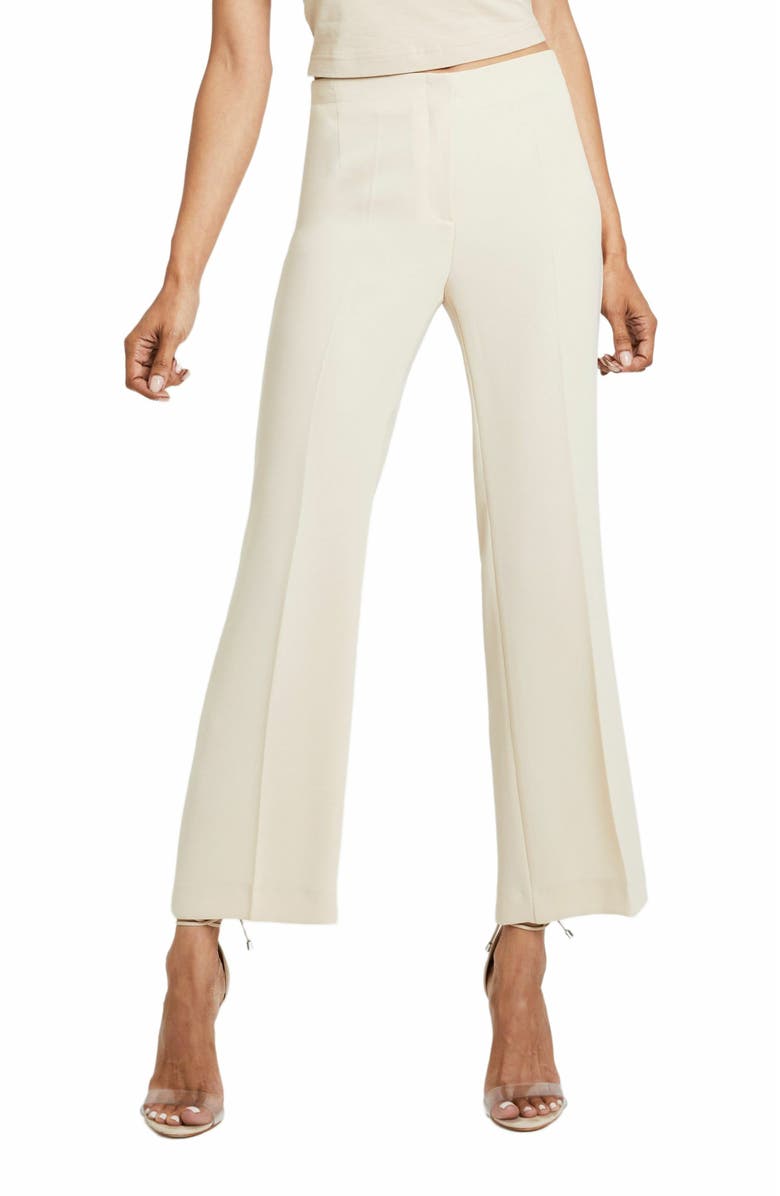 Santorelli IZZY Cropped Flare Pants in Fluid Cady, Alternate, color, Champagne