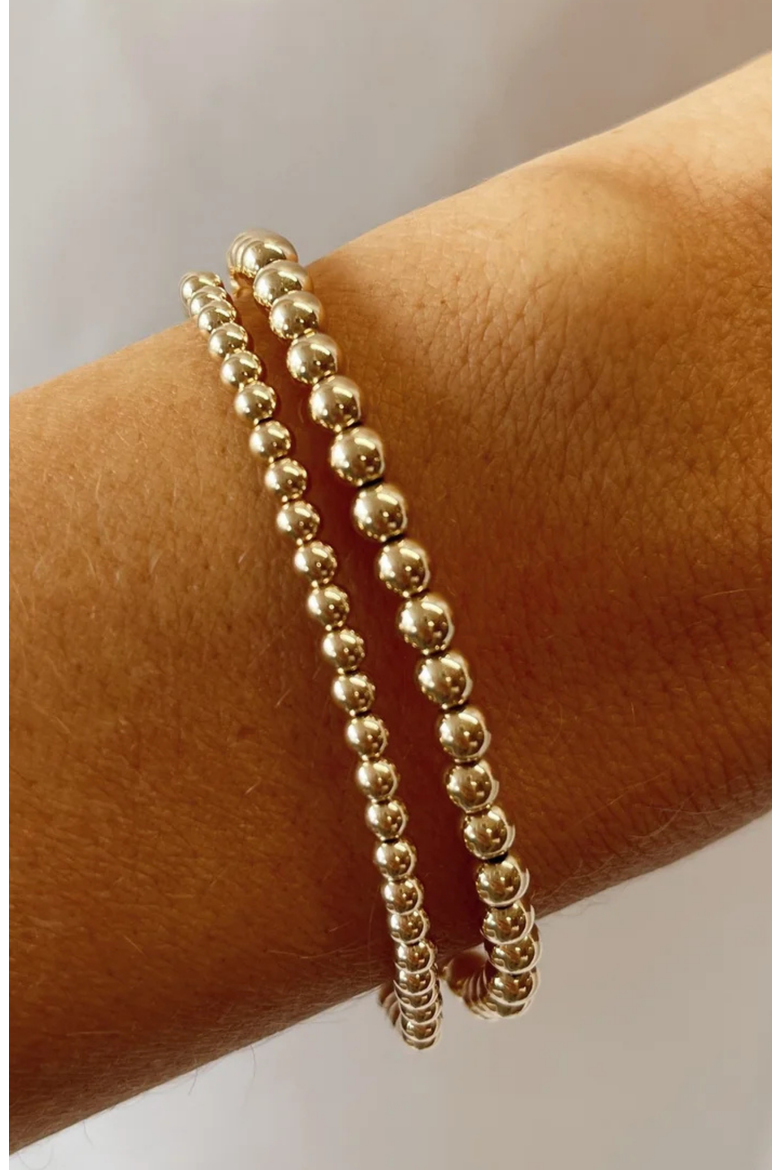 14k Gold Filled Bead Bracelet Two Stack, Alternate, color, Gold
