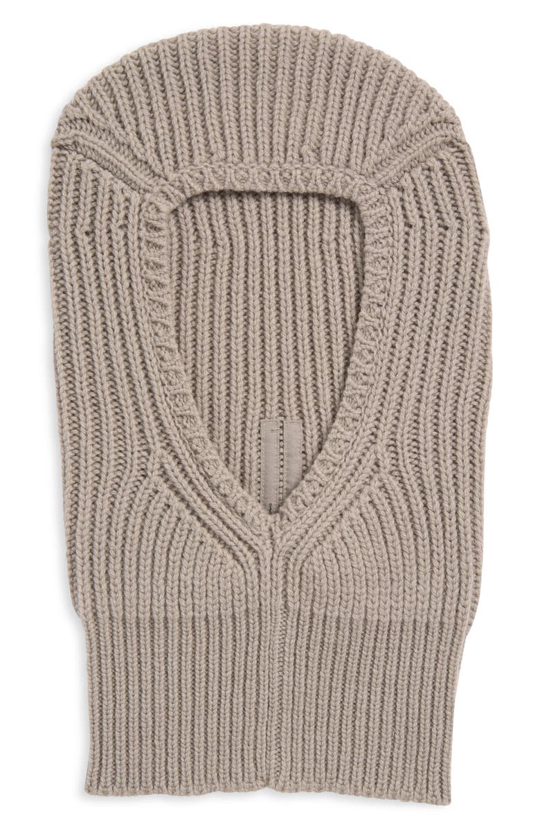 Rick Owens Sphinx Skull Rib Virgin Wool Balaclava, Main, color, Pearl