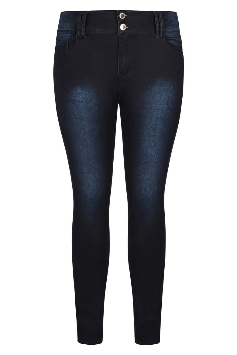 Asha Skinny Jeans, Alternate, color, DARK DENIM