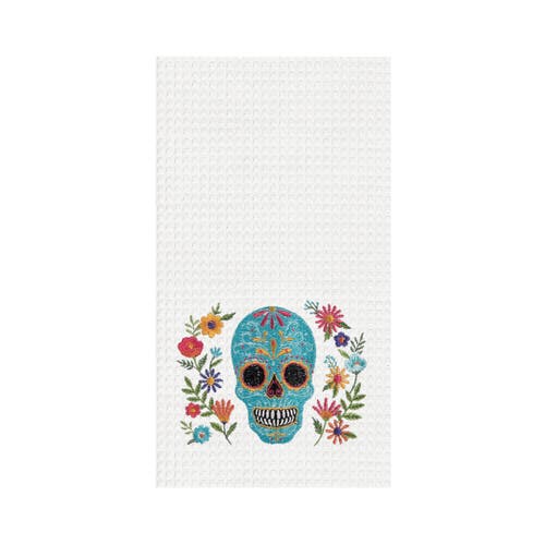 C & F Home C&f Home Aqua Sugar Skull & Flowers Towel In Multi