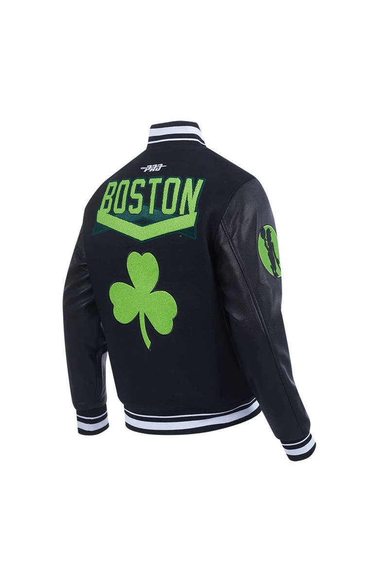 PRO STANDARD Men's Pro Standard Black Boston Celtics 2024/25 City Edition Wool Varsity Full-Zip Jacket, Alternate, color,