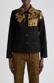 Dries Van Noten Bettsy Floral Embroidered Cotton Jacket