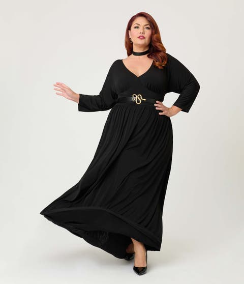 Plus Size 3/4 Sleeve Batwing Maxi Dress