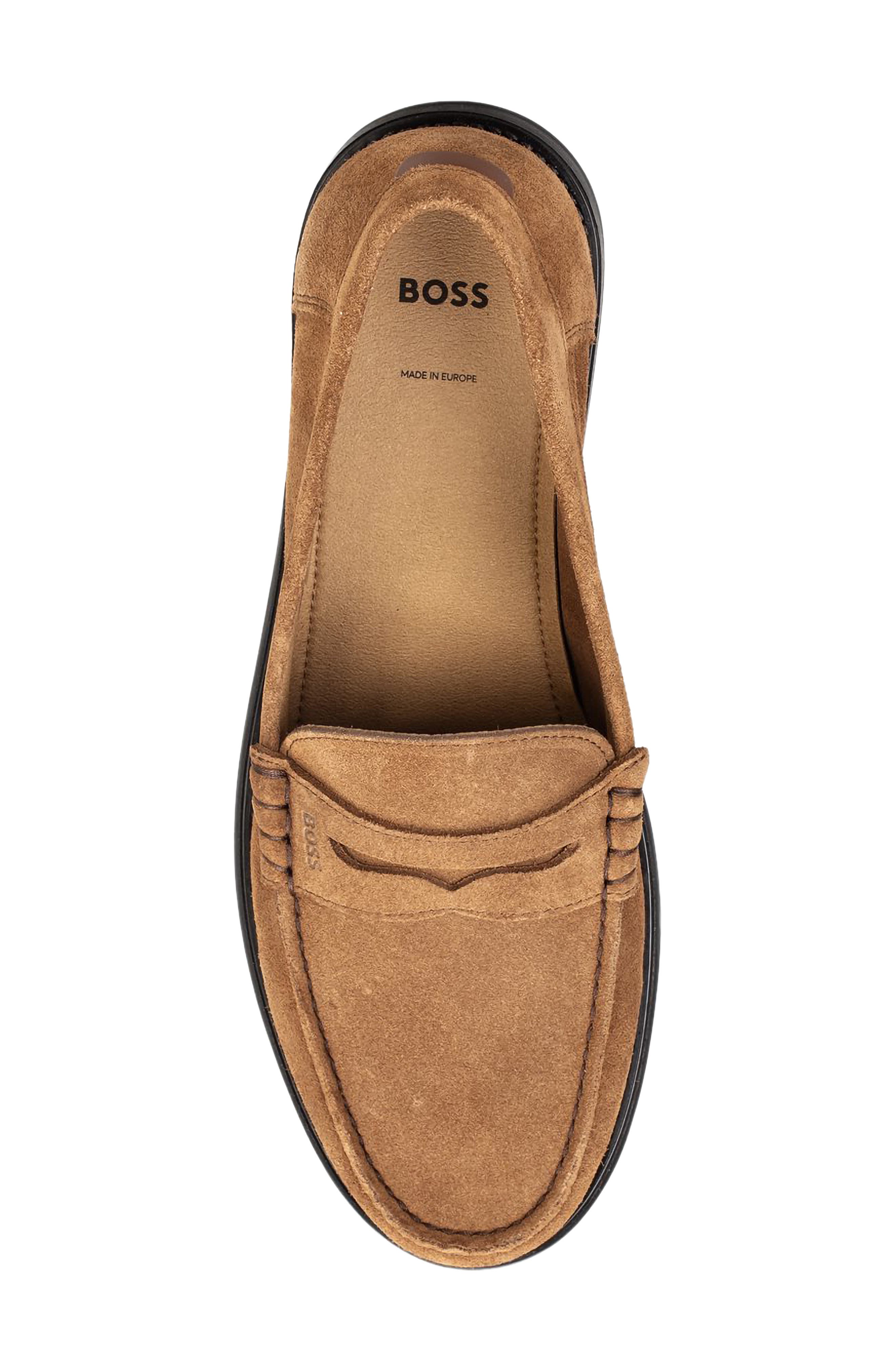 BOSS Tevan Moc Toe Penny Loafer, Alternate, color, Brown