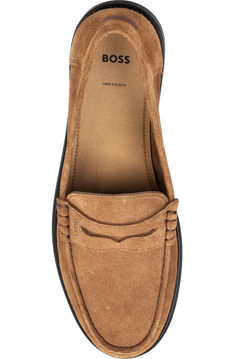 BOSS Tevan Moc Toe Penny Loafer, Alternate, color, Brown