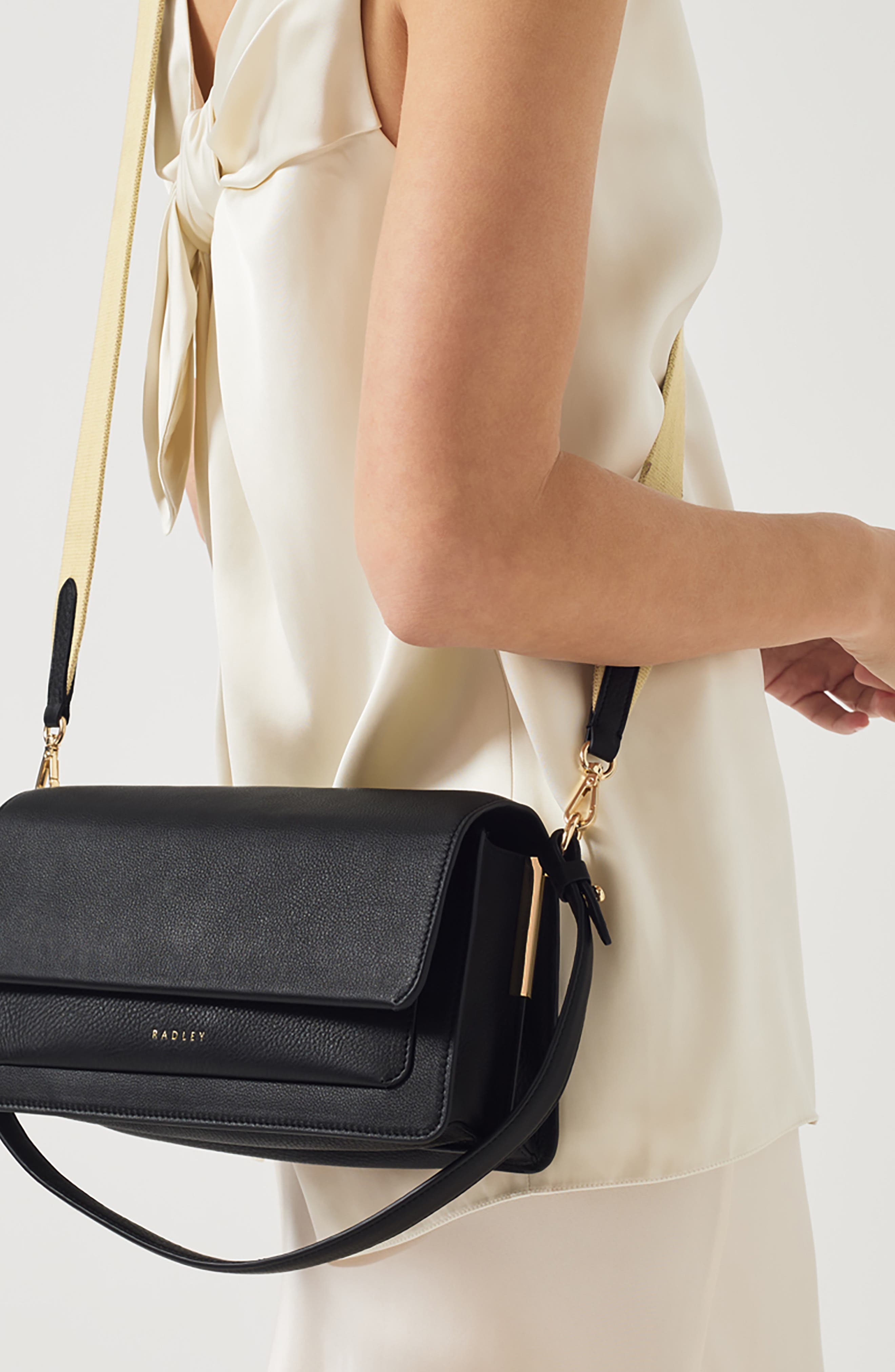 Radley Leather Lane Medium Shoulder Bag, Alternate, color, Black