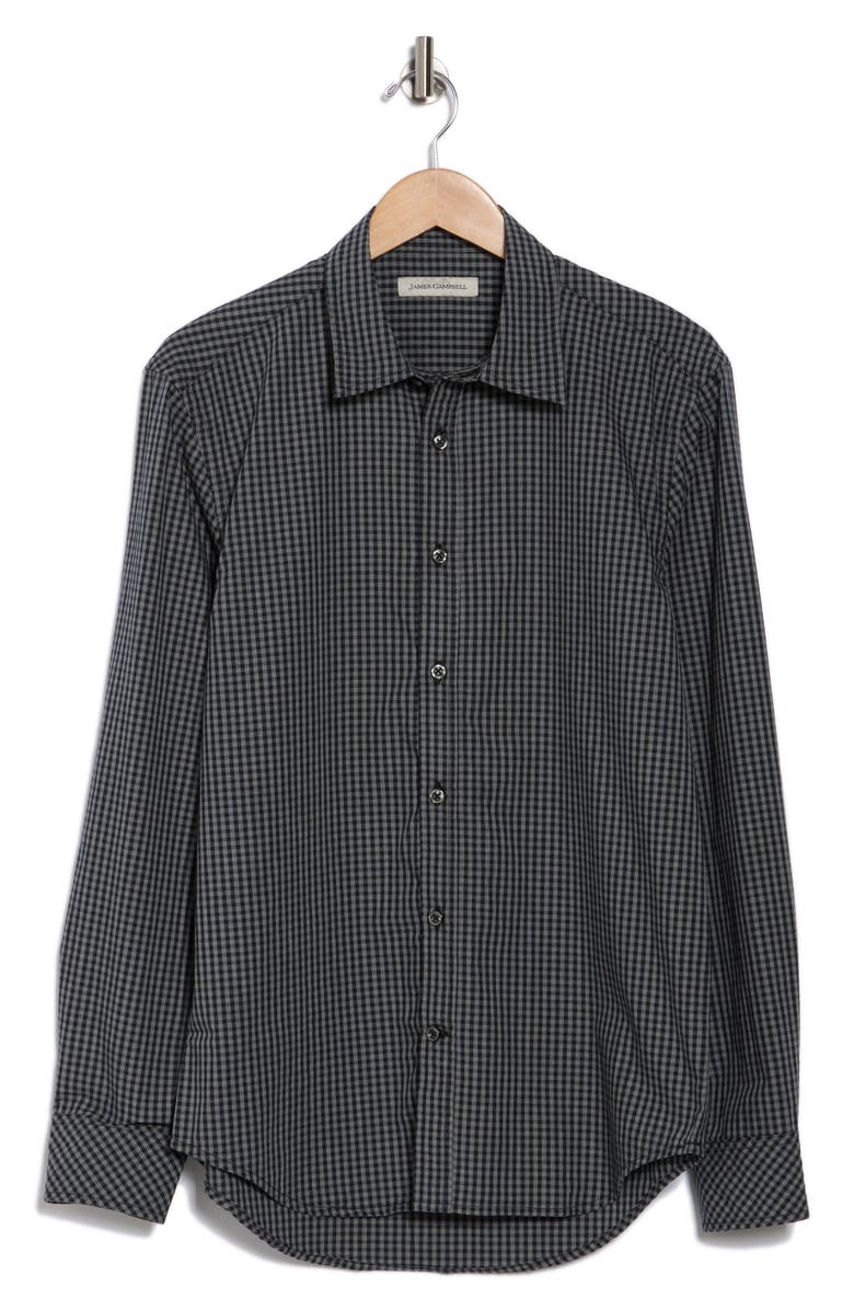 James Campbell York Gingham Cotton Button Up Shirt, Alternate, color, Black