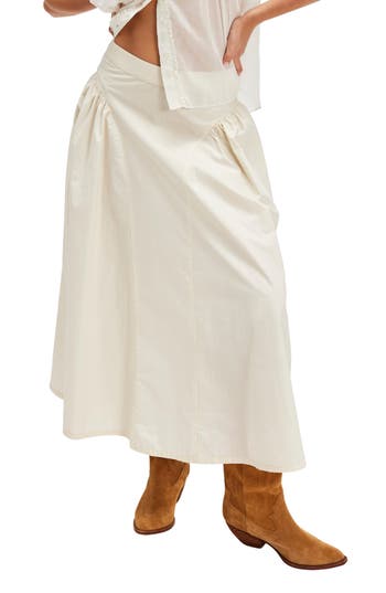 Free People Katia Cotton Poplin Maxi Skirt In Brown